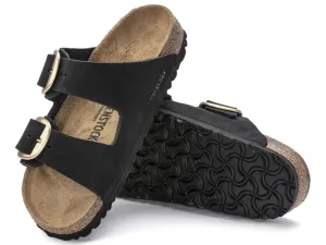 Birkenstock: Arizona Big Buckle Nubuck in Black REGULAR fit