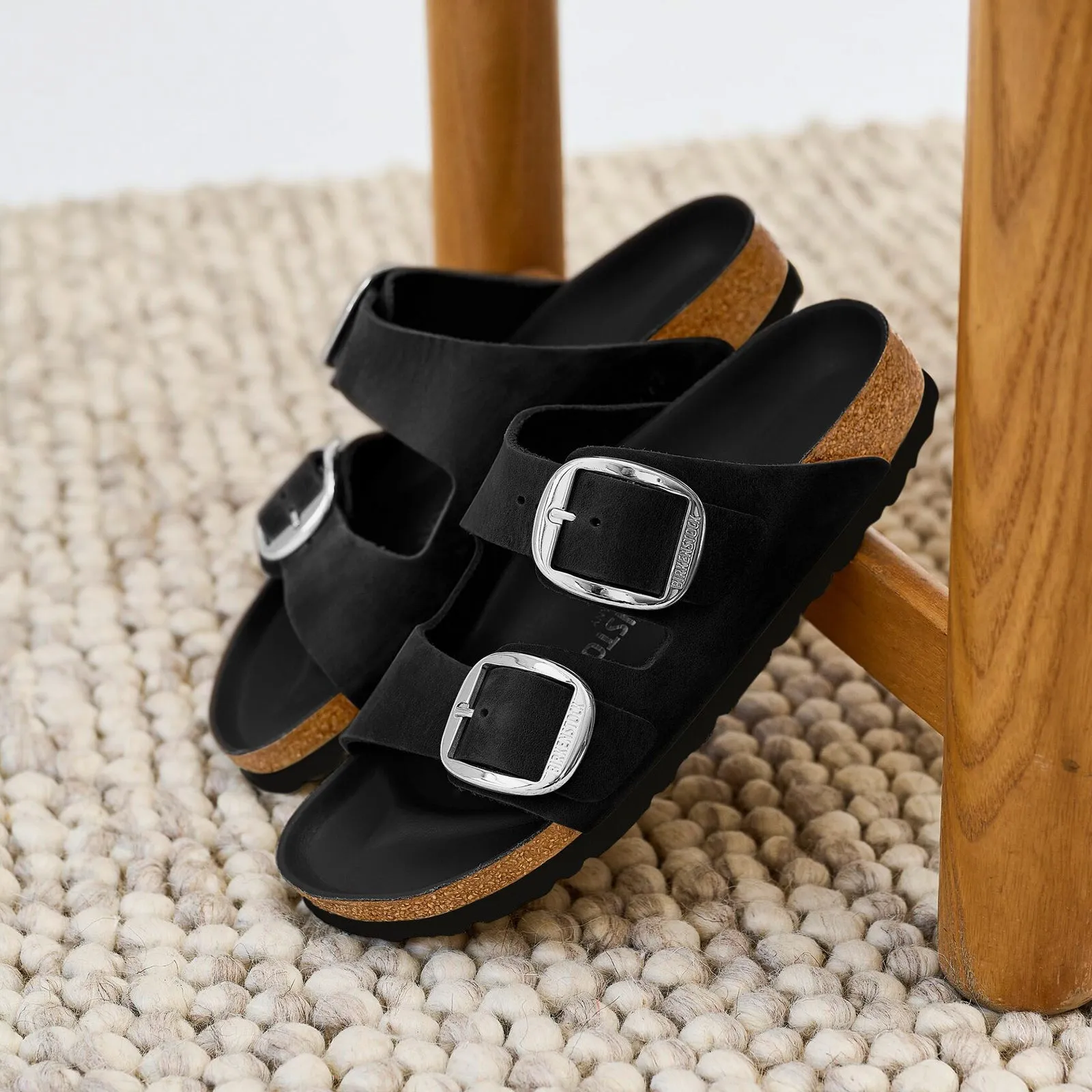 Birkenstock Arizona Big Buckle Slide Sandal (Women) - Black Oiled Leather