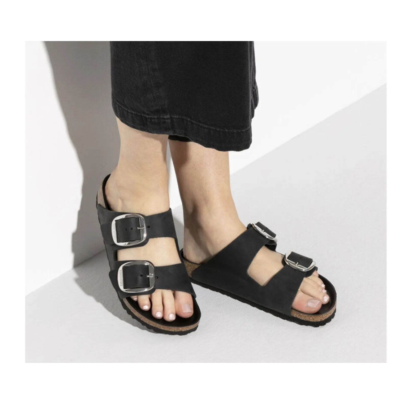 Birkenstock Arizona Big Buckle Slide Sandal (Women) - Black Oiled Leather