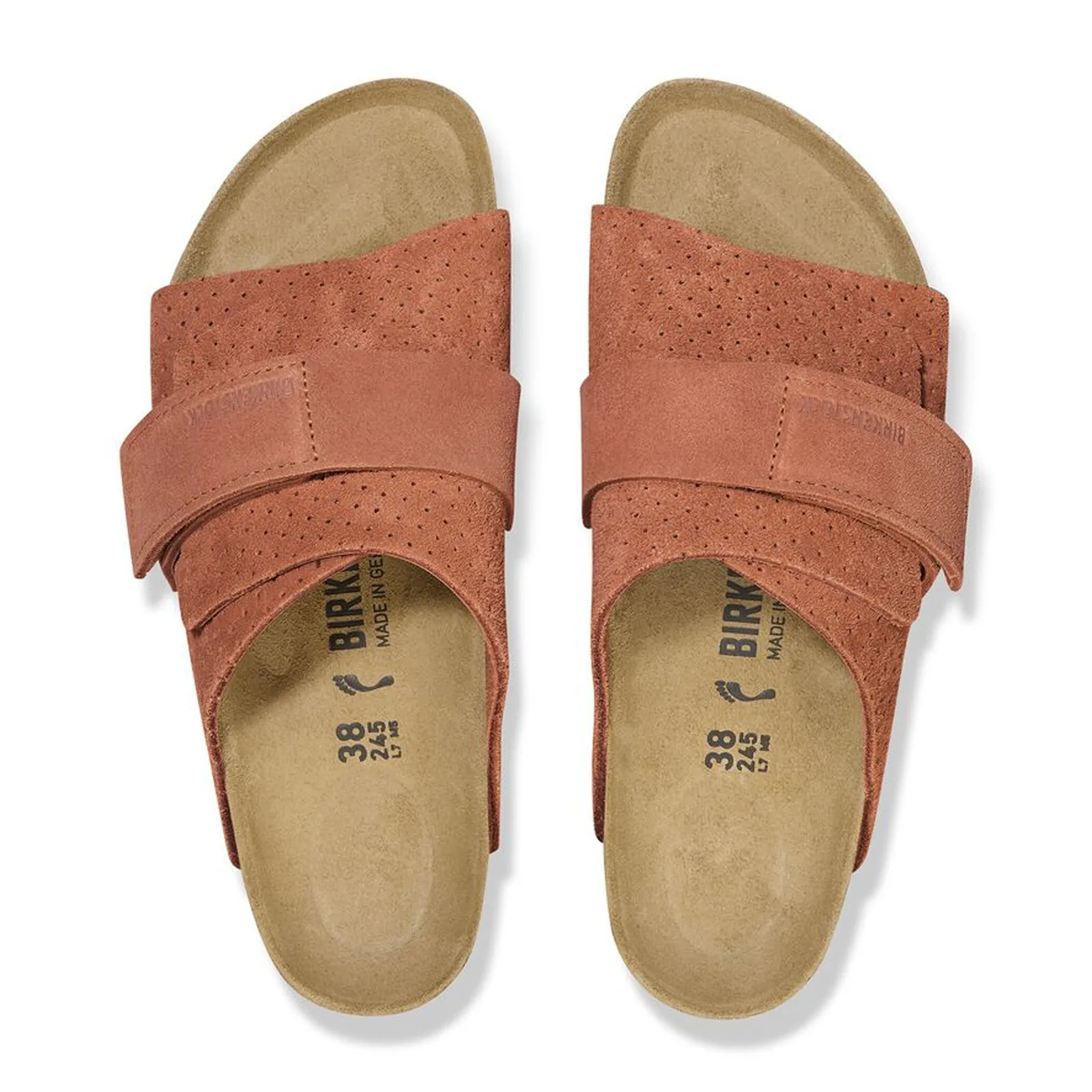 Birkenstock Kyoto Narrow Slide Sandal (Women) - Dotted Burnt Orange Suede