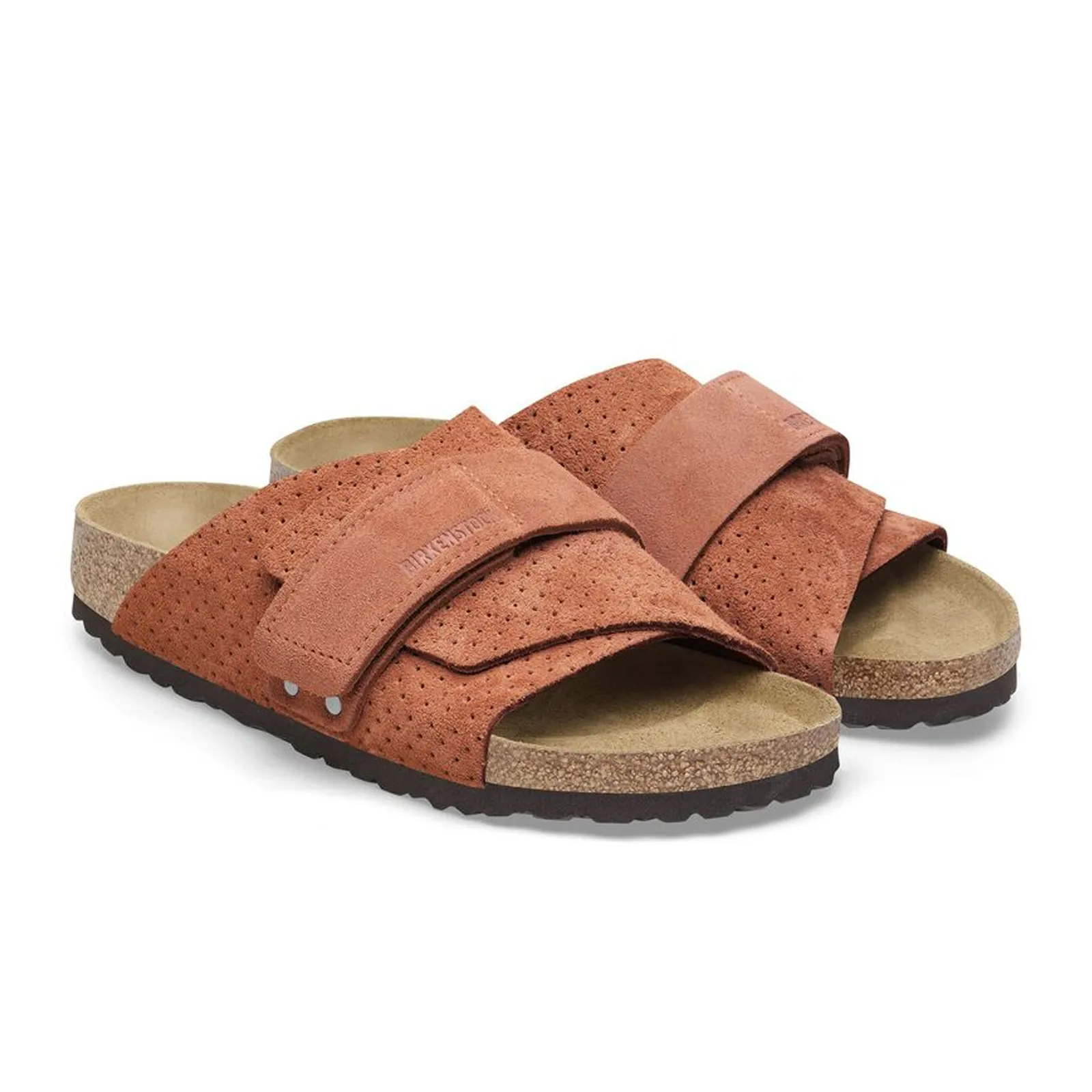 Birkenstock Kyoto Narrow Slide Sandal (Women) - Dotted Burnt Orange Suede