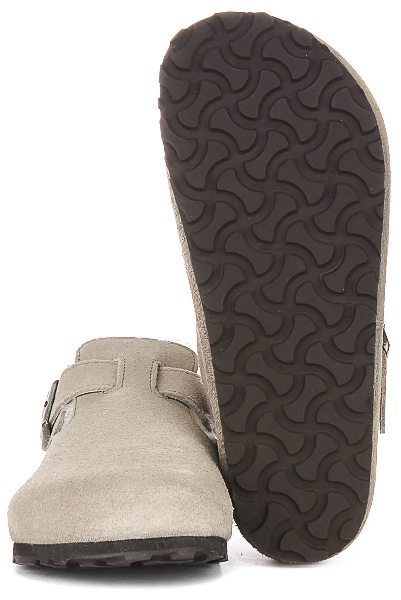 Birkenstock London Shearling In Taupe | Regular Fit