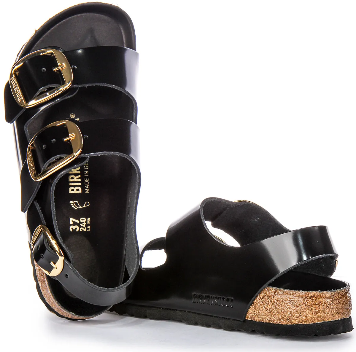 Birkenstock Milano Big Buckle In Black Patent | Regular Fit