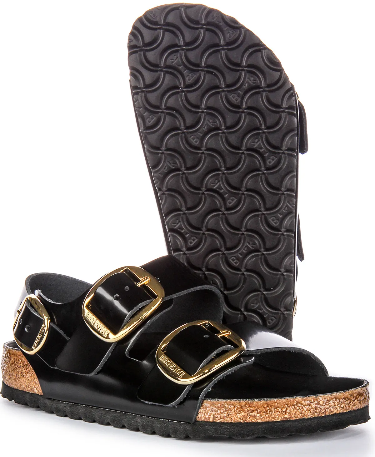 Birkenstock Milano Big Buckle In Black Patent | Regular Fit