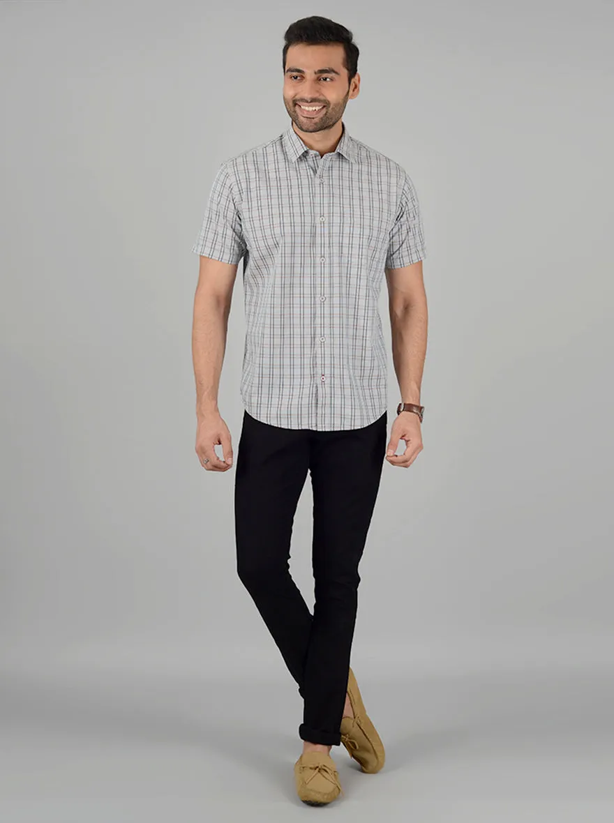 Bistro Green Checked Classic Fit Casual Shirt | Greenfibre