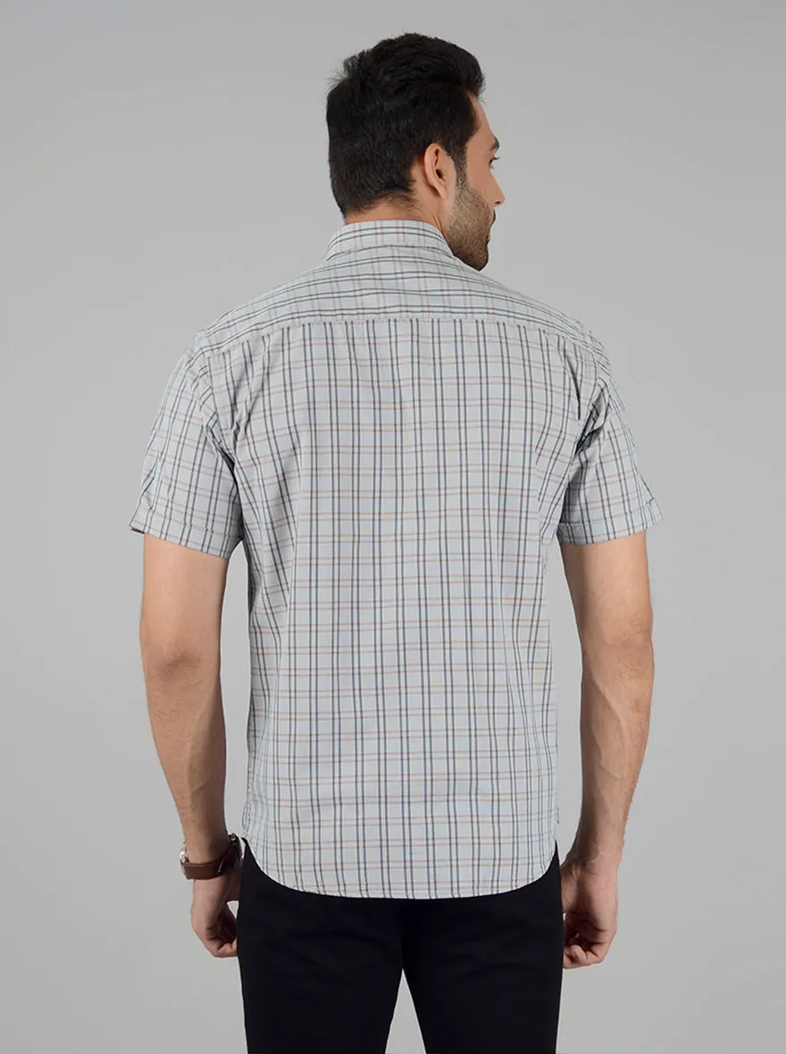 Bistro Green Checked Classic Fit Casual Shirt | Greenfibre