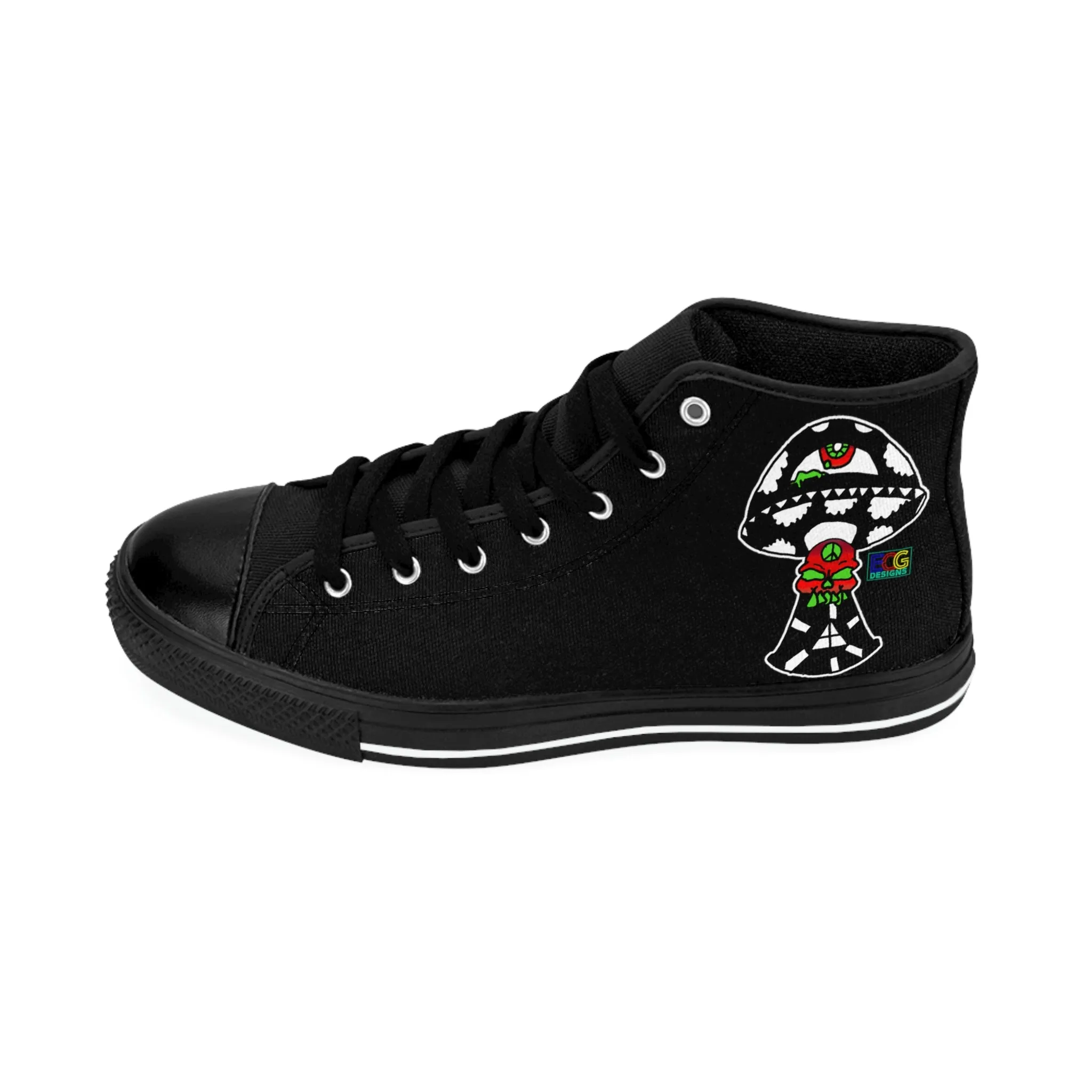 Black and White Skull Shroom Women's Classic Sneakers