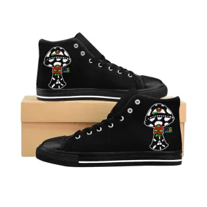 Black and White Skull Shroom Women's Classic Sneakers