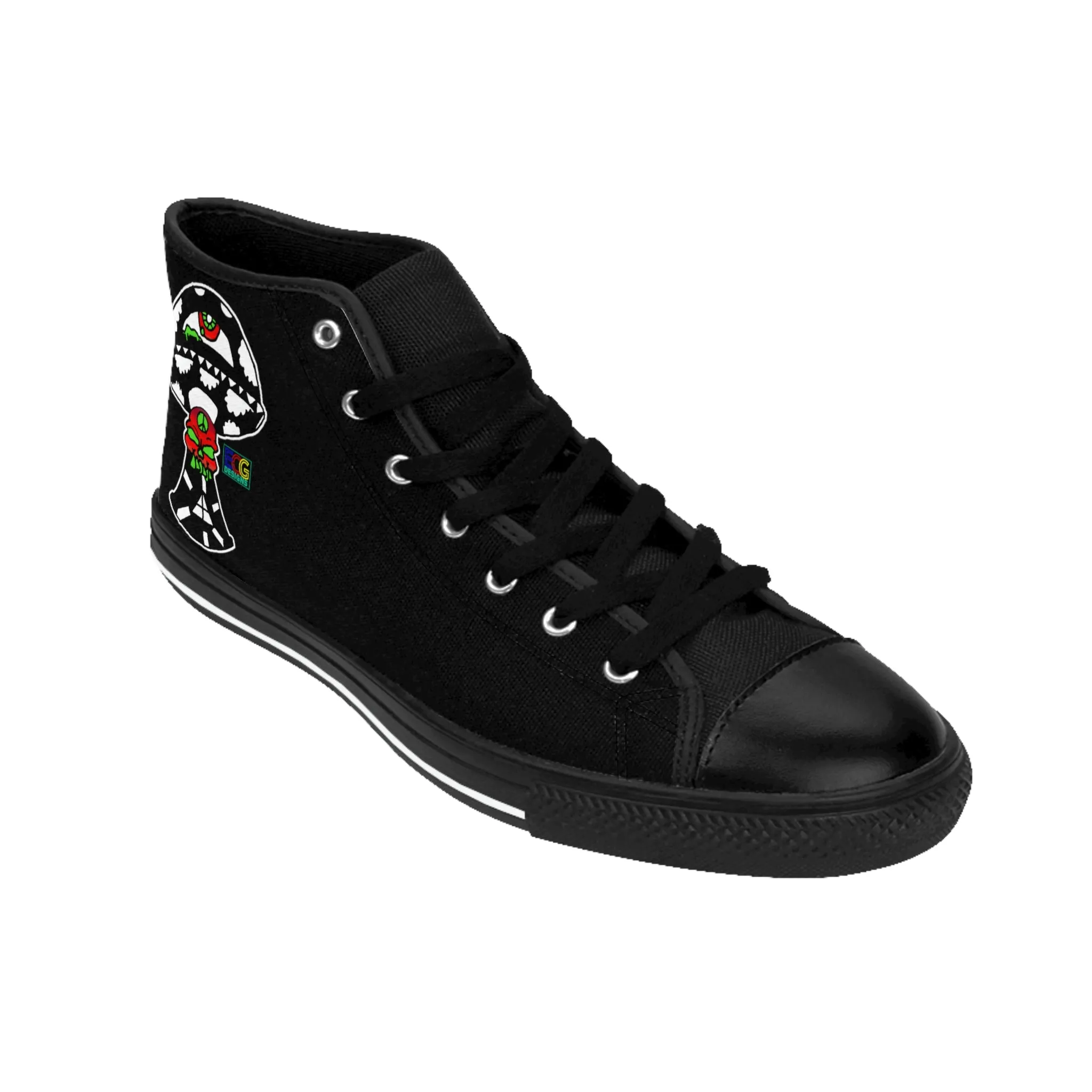 Black and White Skull Shroom Women's Classic Sneakers