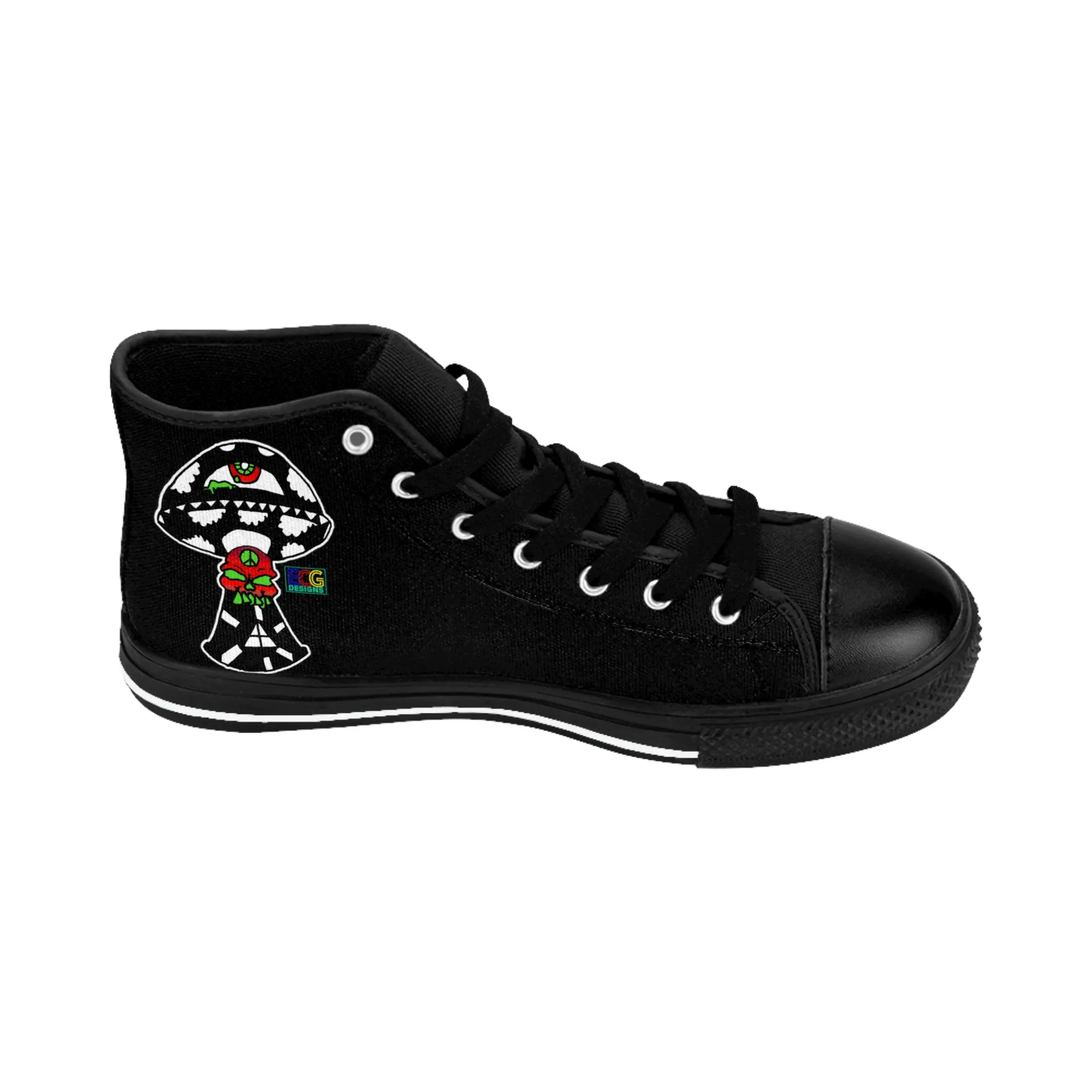 Black and White Skull Shroom Women's Classic Sneakers