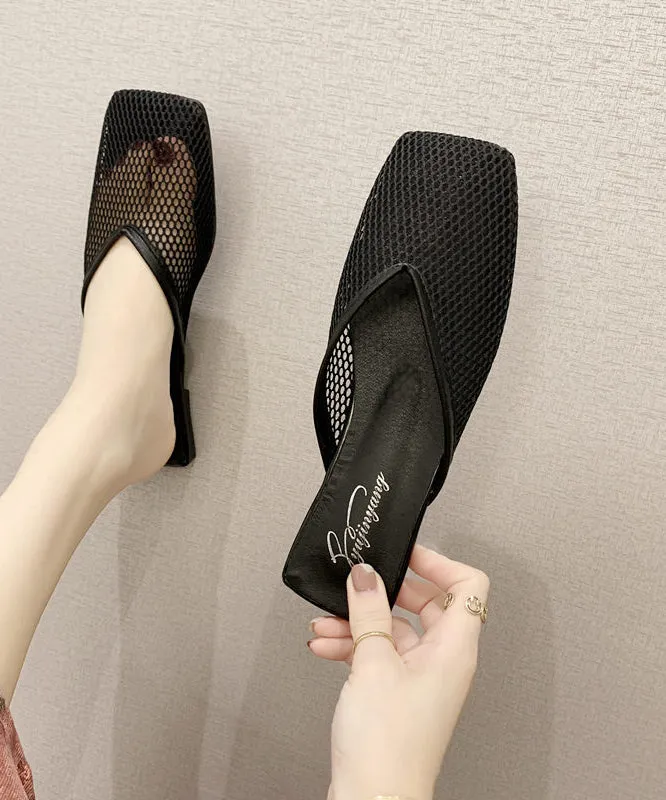 Black Hollow Out Breathable Mesh 2024 New Slide Sandals OI008