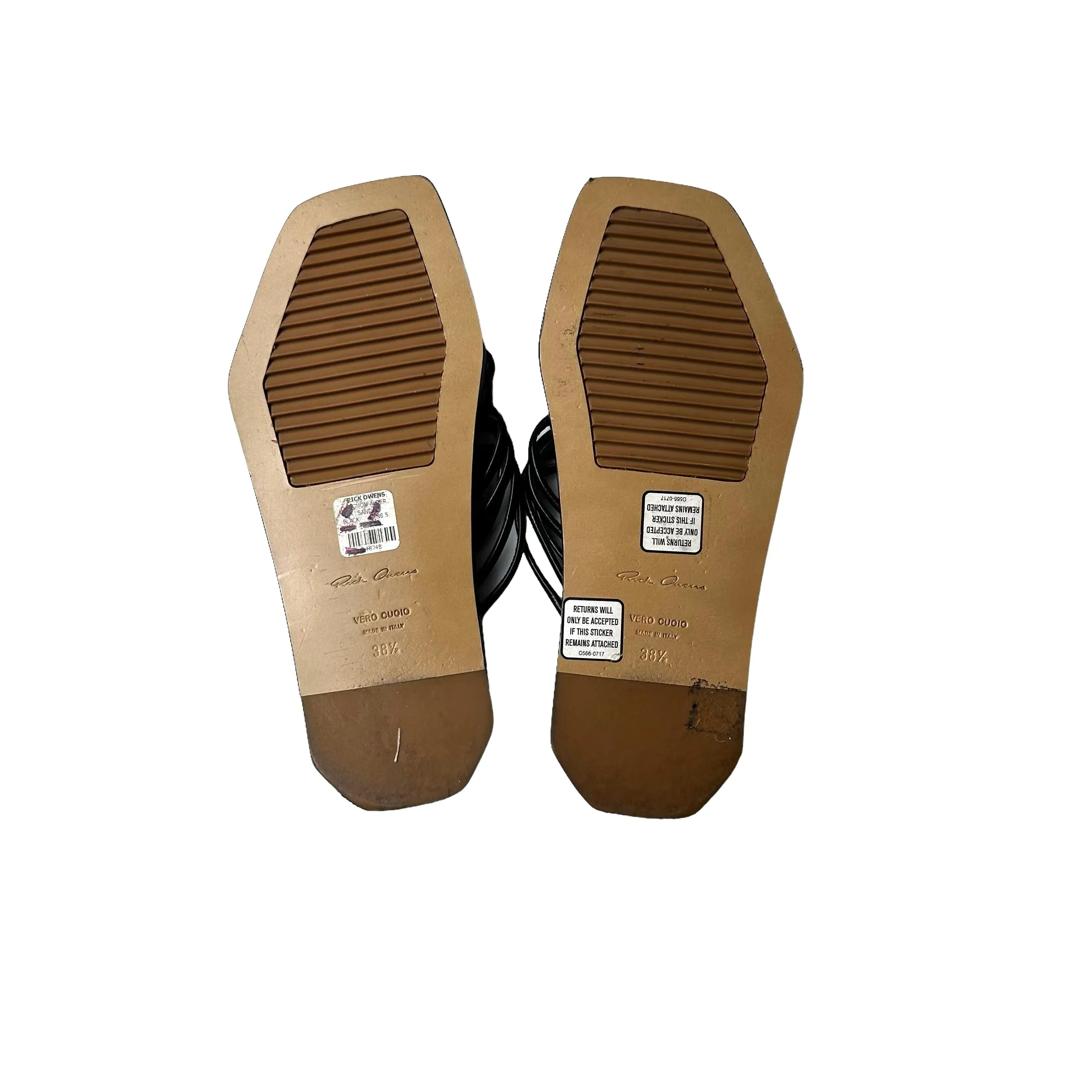 Black Leather Slides - 8.5