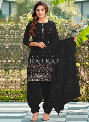 Black Sequence Embroidered Patiala Suit