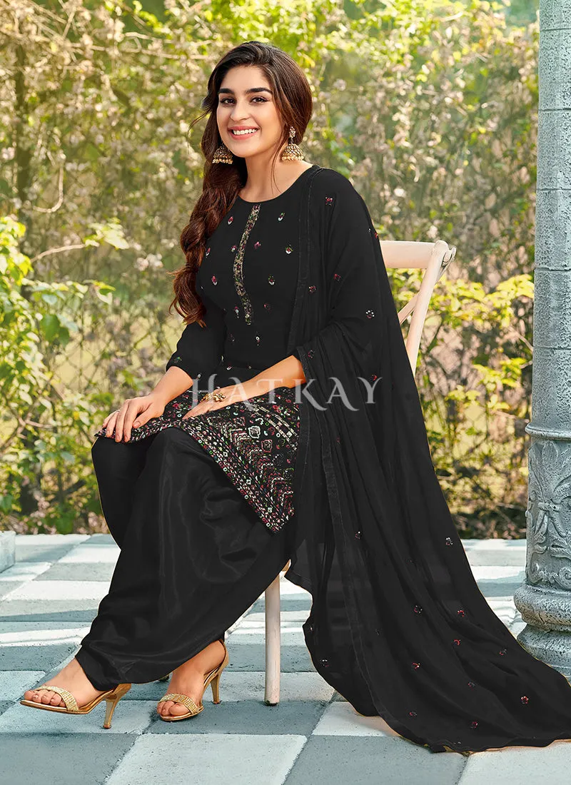 Black Sequence Embroidered Patiala Suit