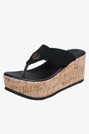 Black Thick-Bottom Flip Flops - S22 - WFW0004