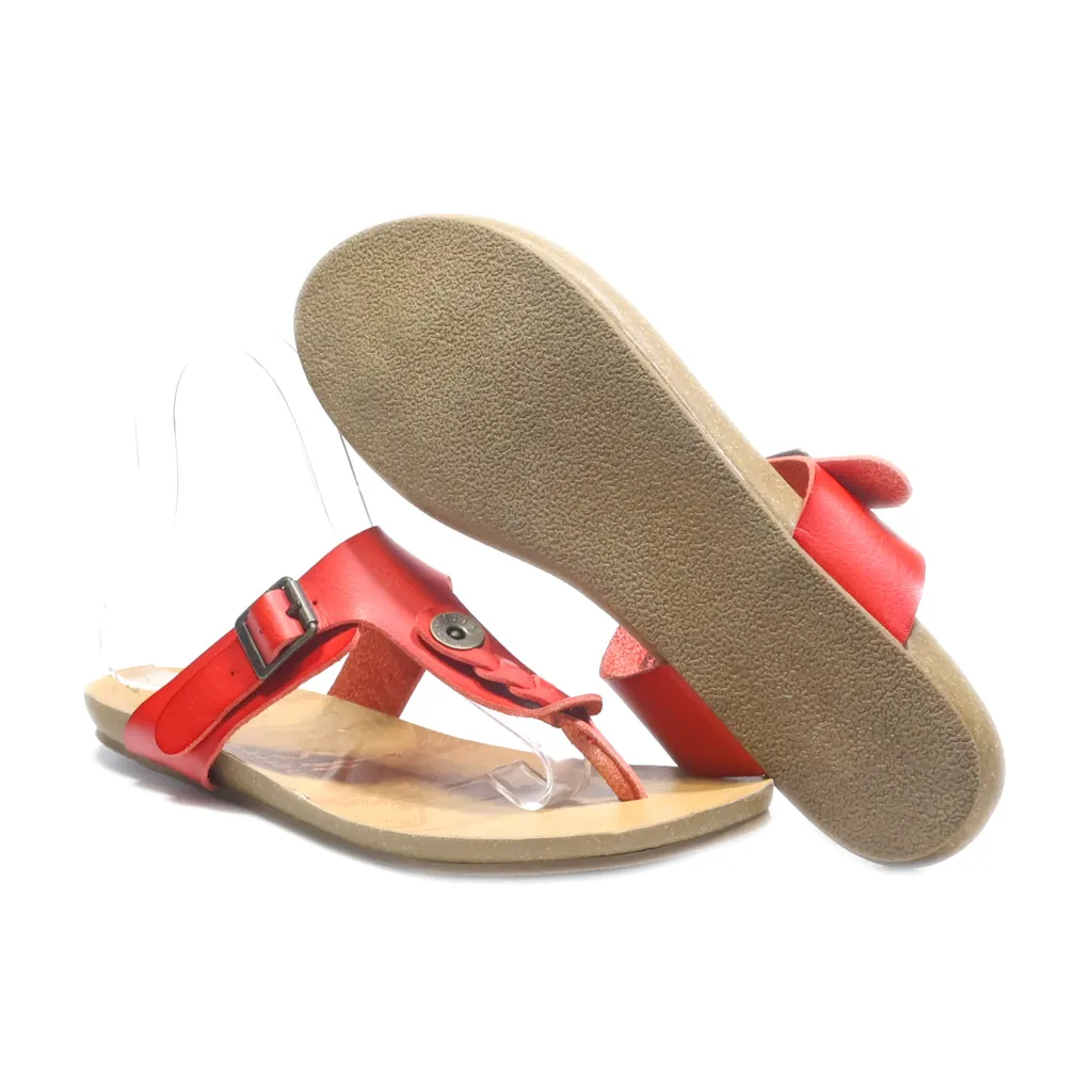 Blowfish Malibu Flat Sandals Leather Red Colour For Women