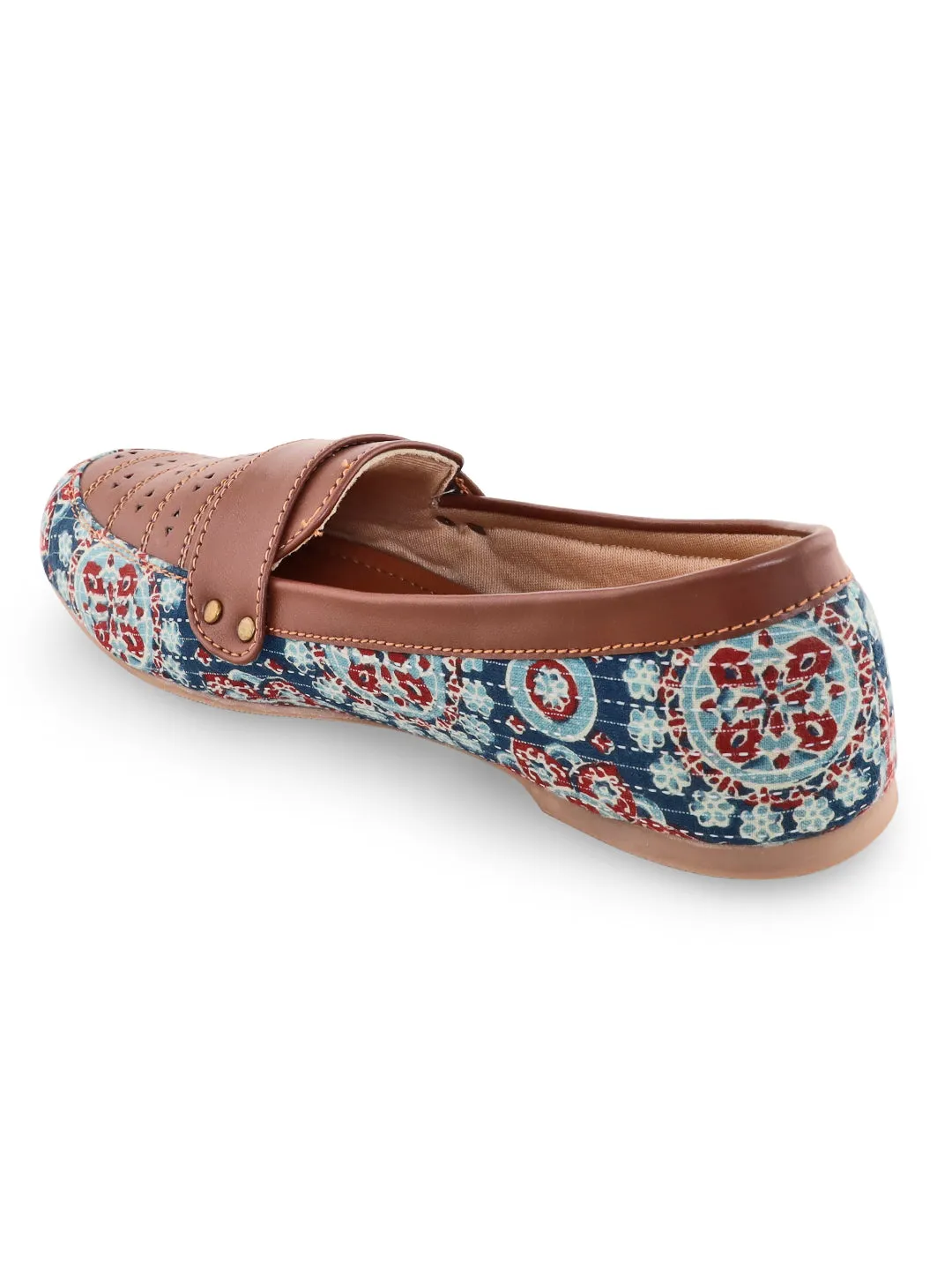 Blue Ajrakh Kantha Moccasins