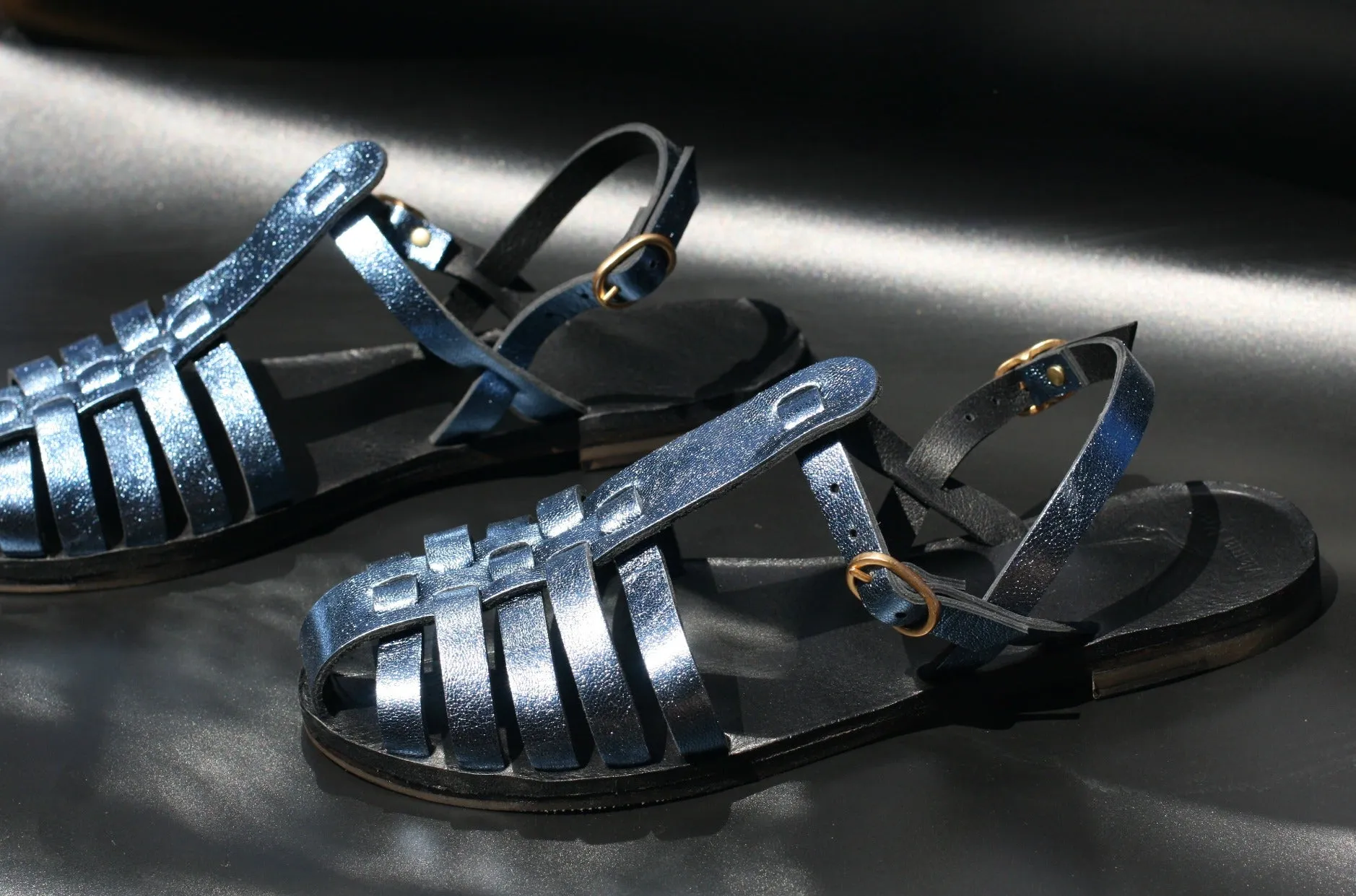 Blue Disco - Black Sole - Fisherman Sandals