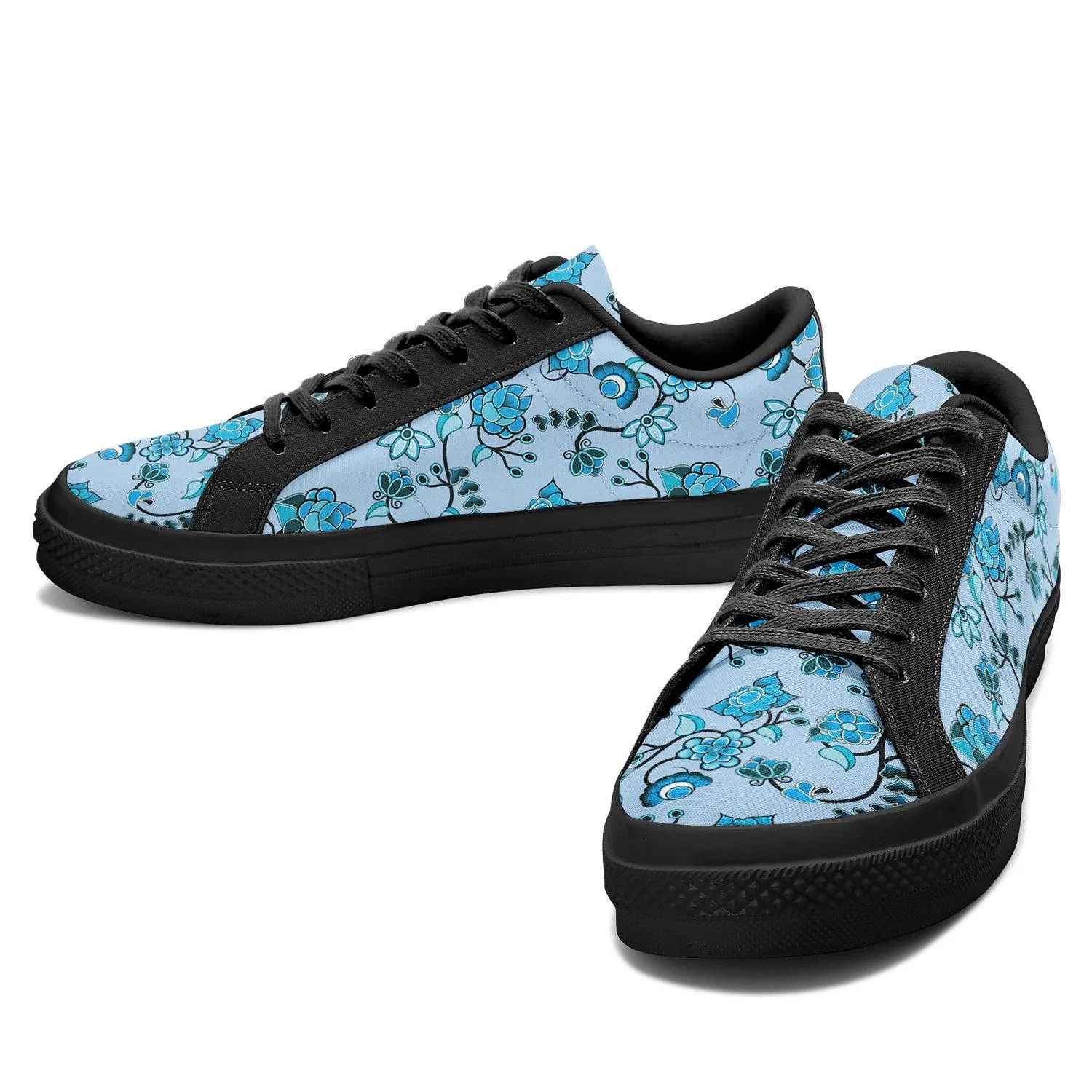 Blue Floral Amour Aapisi Low Top Canvas Shoes Black Sole