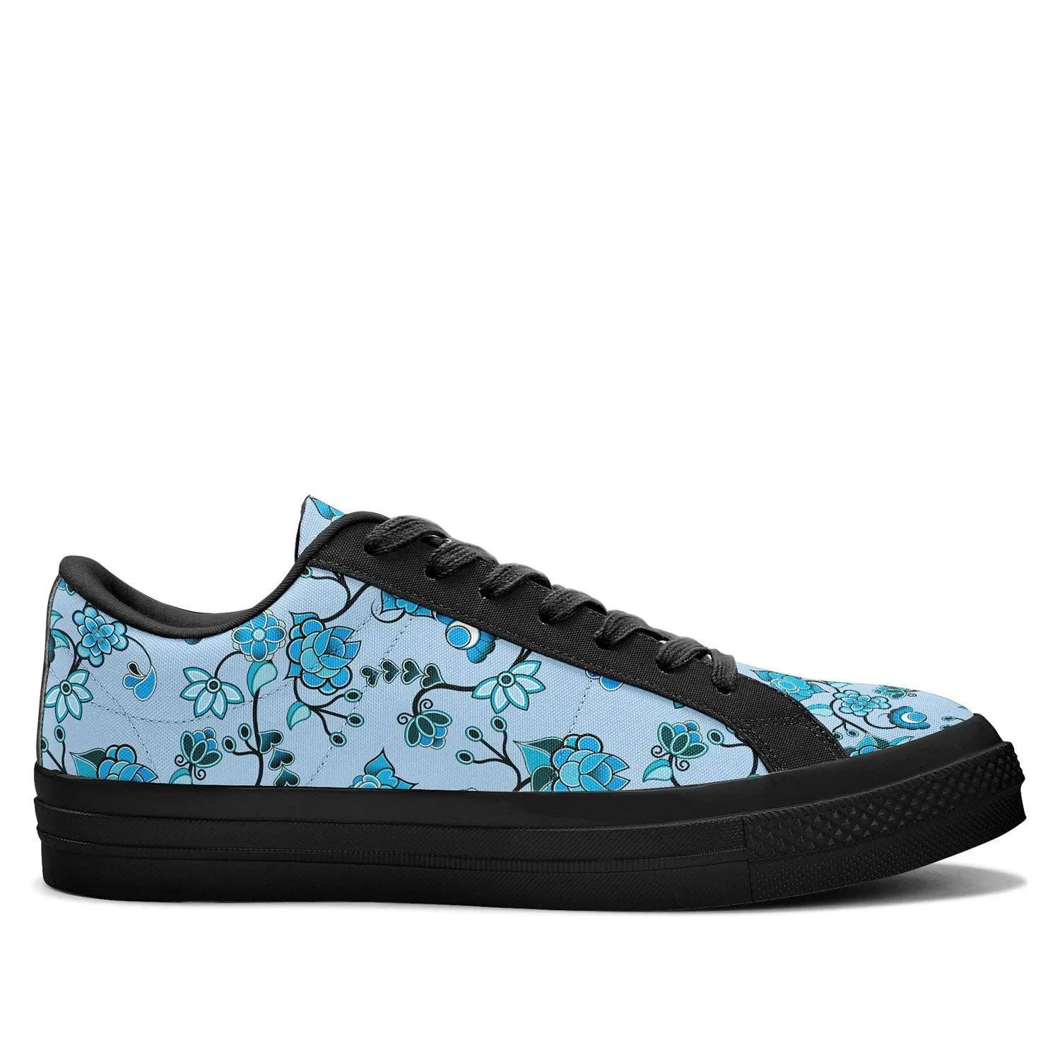 Blue Floral Amour Aapisi Low Top Canvas Shoes Black Sole