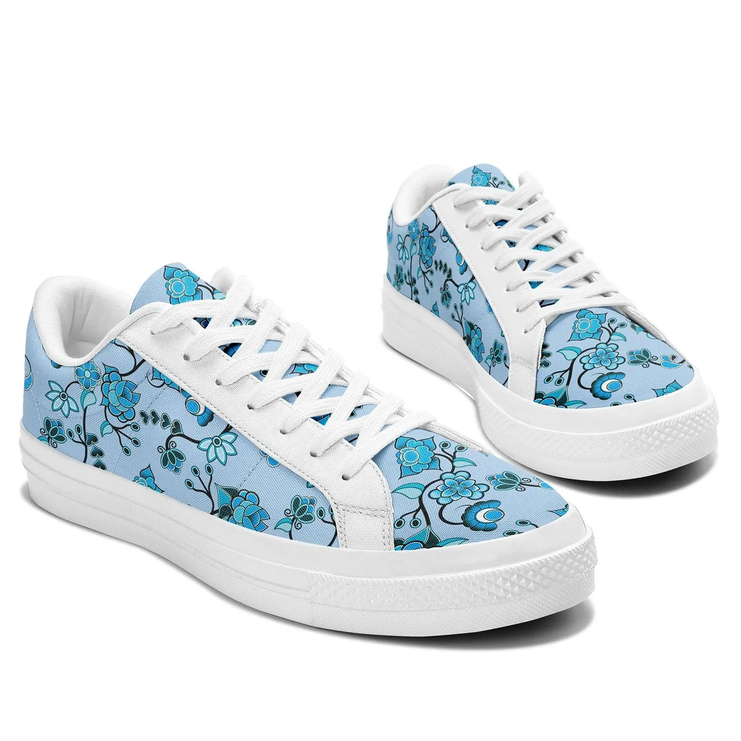 Blue Floral Amour Aapisi Low Top Canvas Shoes White Sole