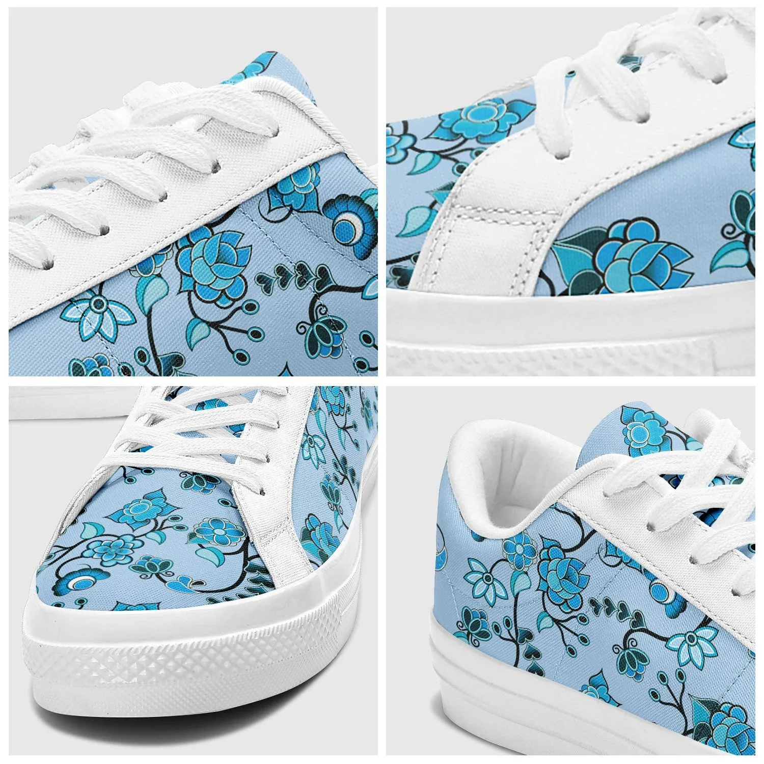 Blue Floral Amour Aapisi Low Top Canvas Shoes White Sole