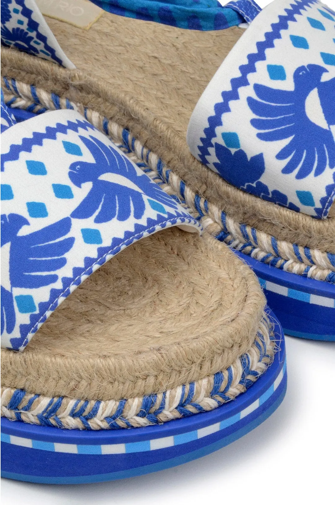 Blue Jungle Scarf Espadrille Flatform Sandal