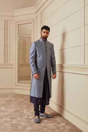 Blue Resham Brocade Sherwani