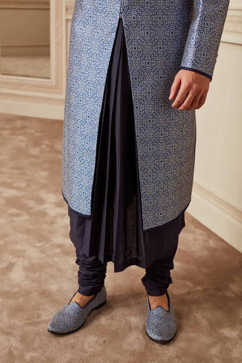 Blue Resham Brocade Sherwani