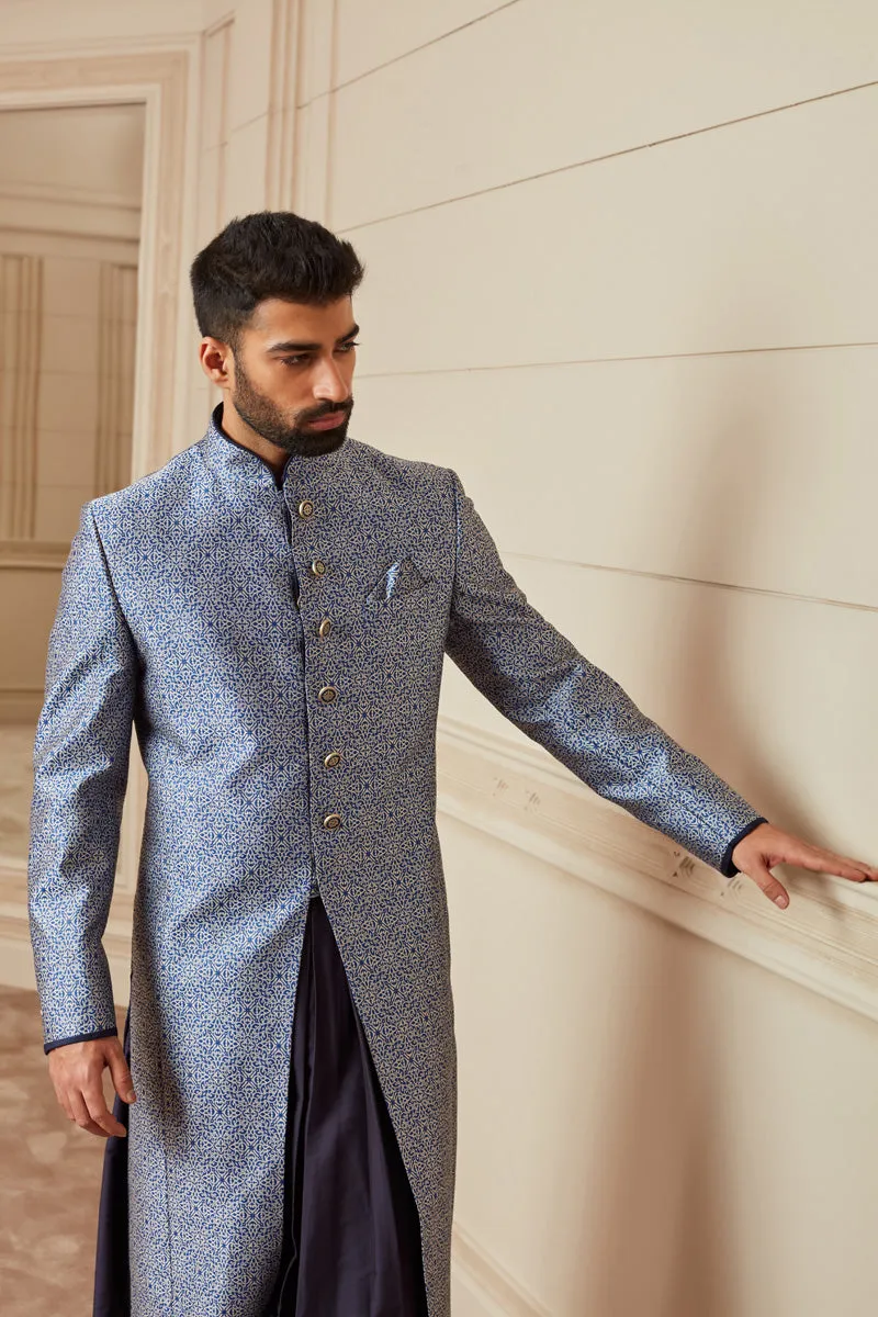 Blue Resham Brocade Sherwani