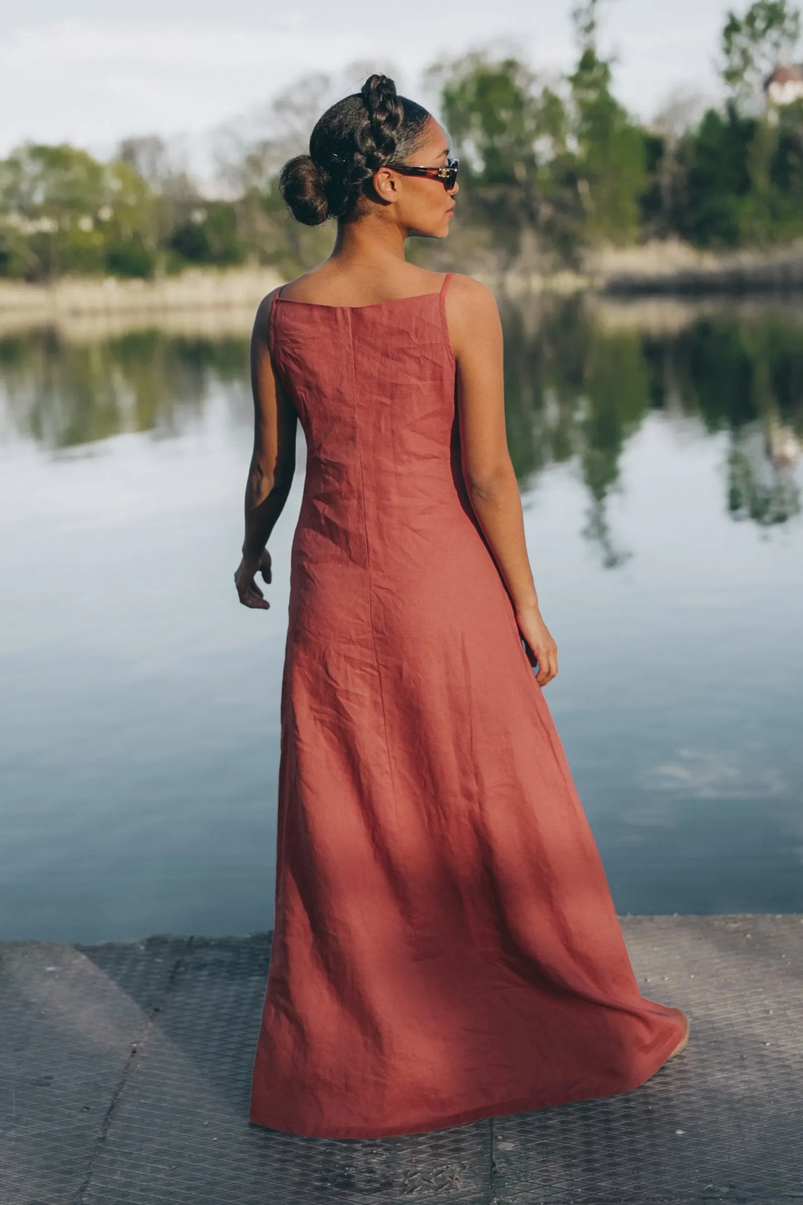 Boatneck Linen Maxi Dress