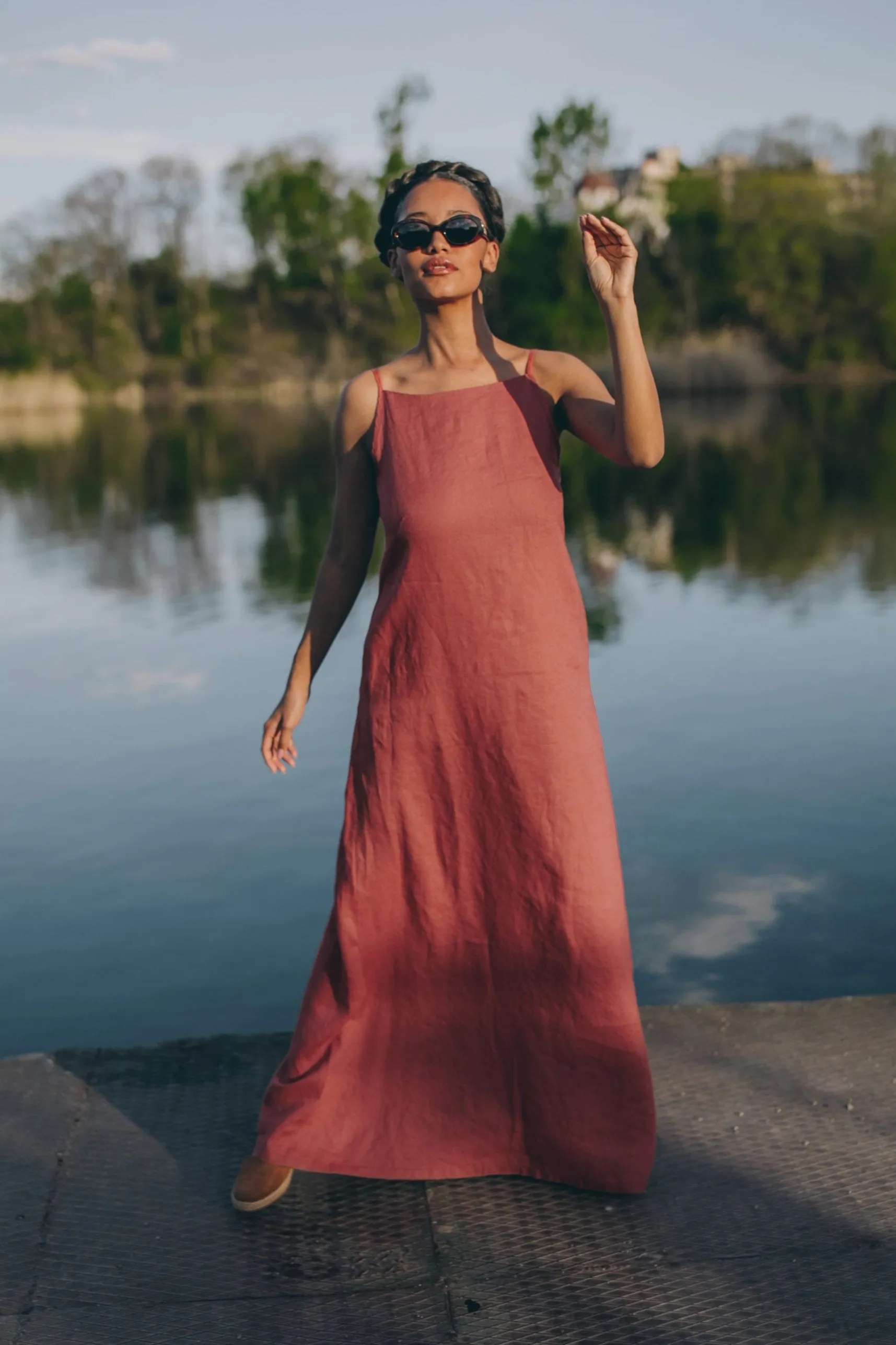 Boatneck Linen Maxi Dress