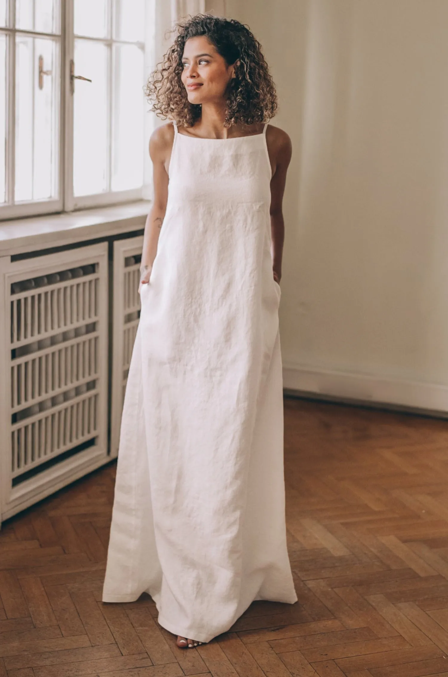 Boatneck Linen Maxi Dress