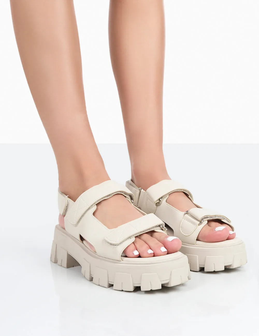 Brighton Wide Fit Ecru Nylon Flatform Open Toe Sandals