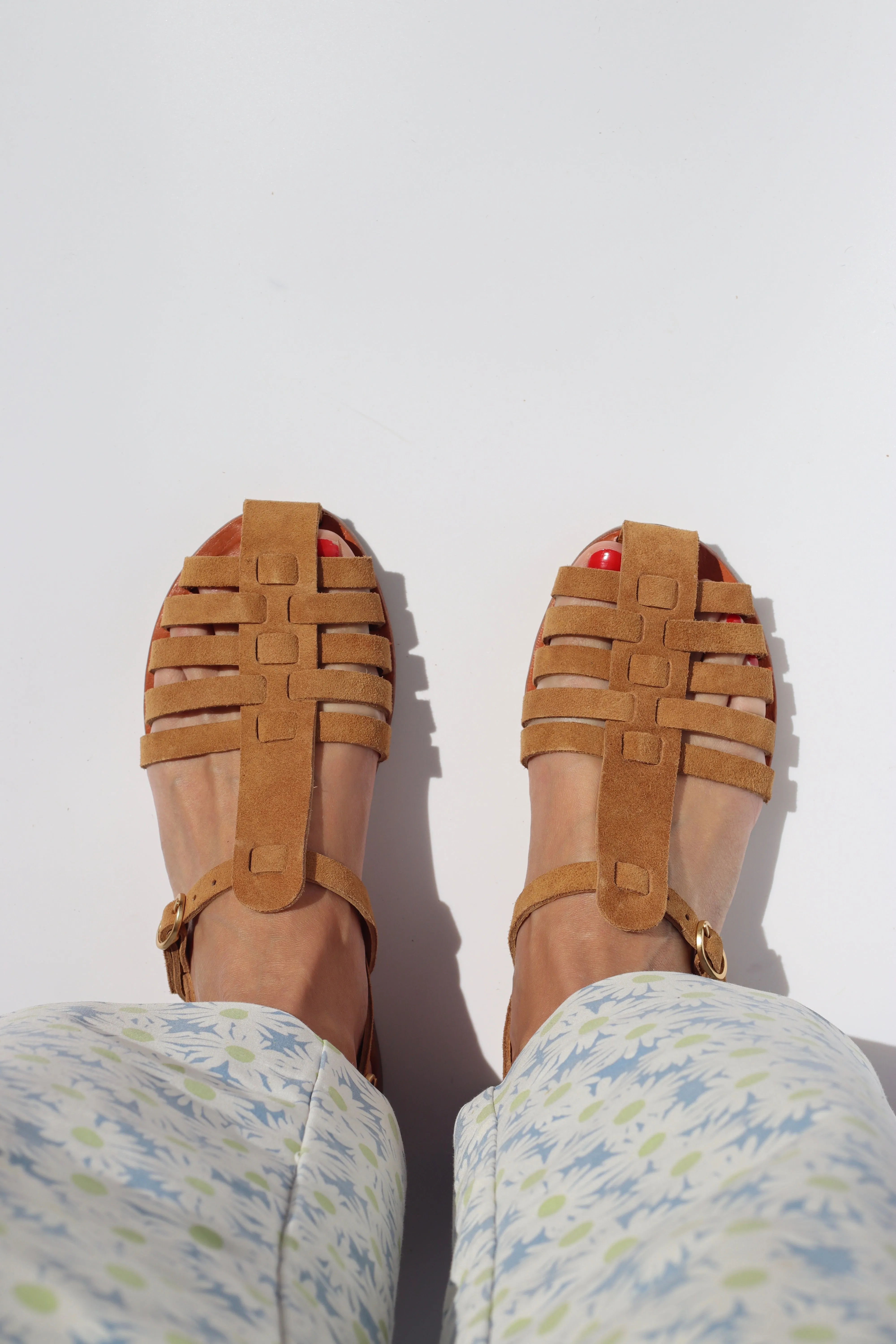 Brown Suede - Camel Sole - Fisherman Sandals