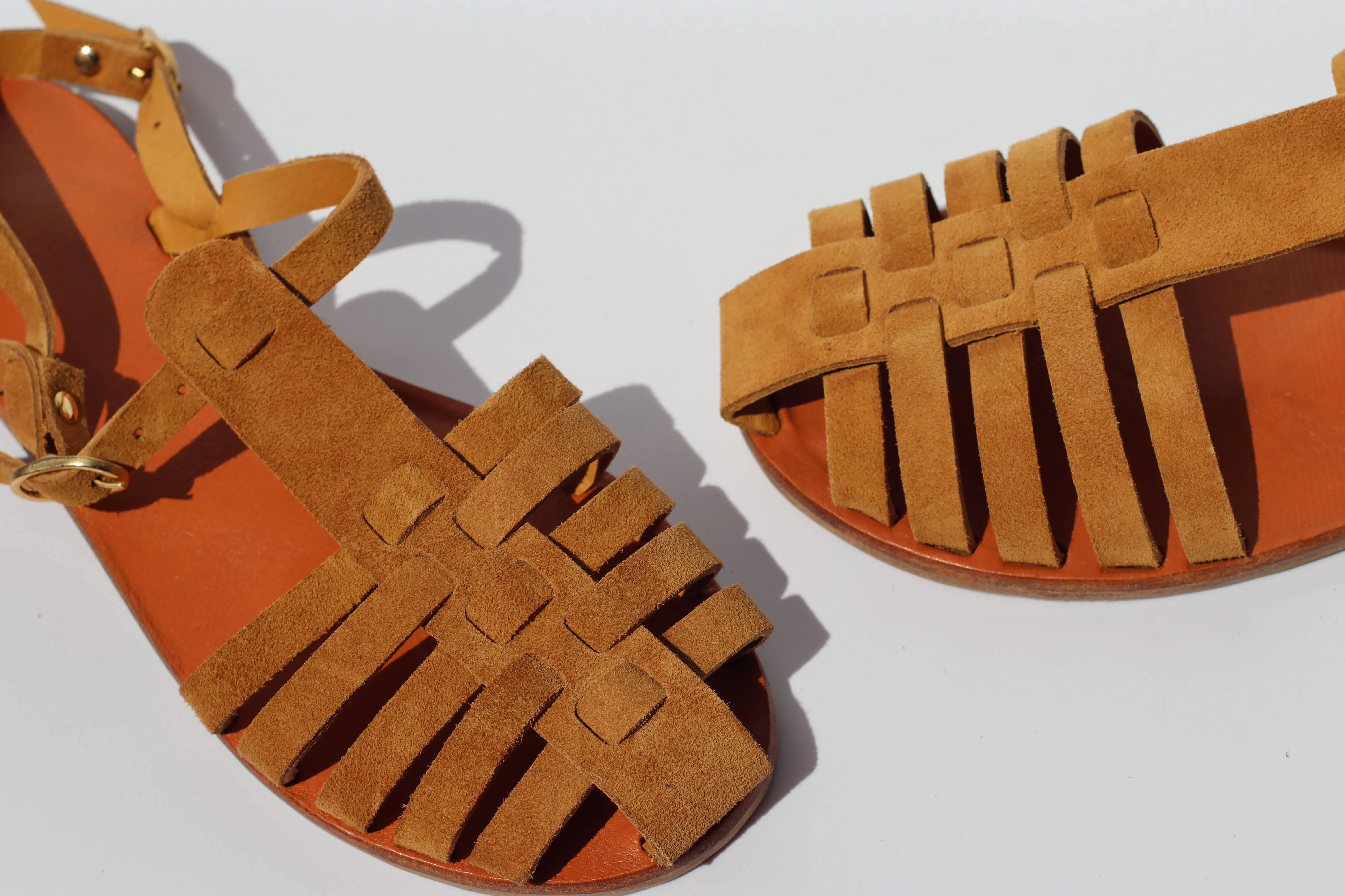 Brown Suede - Camel Sole - Fisherman Sandals