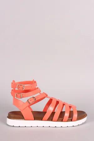 Buckled Gladiator Jelly Footbed Flat Sandal