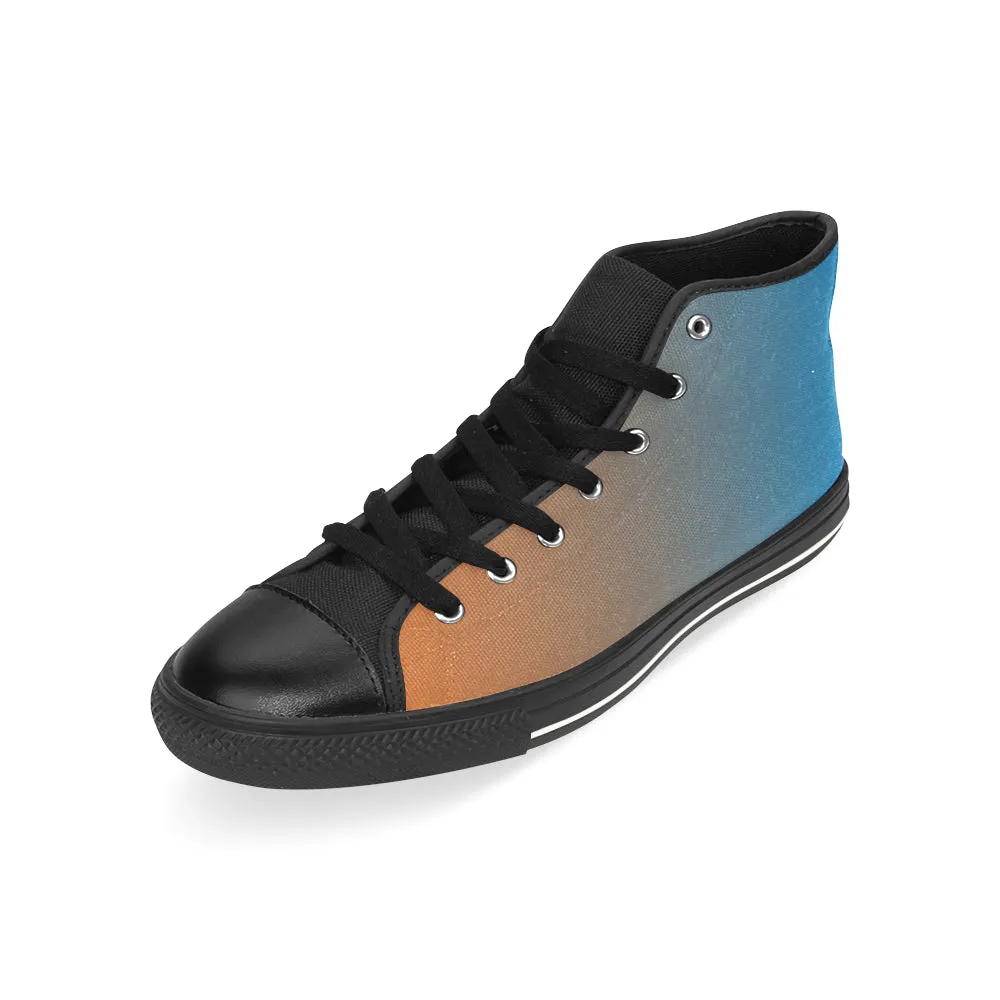 Buy Men's Bluish Orange Solids Print Canvas High Top Shoes at TFS