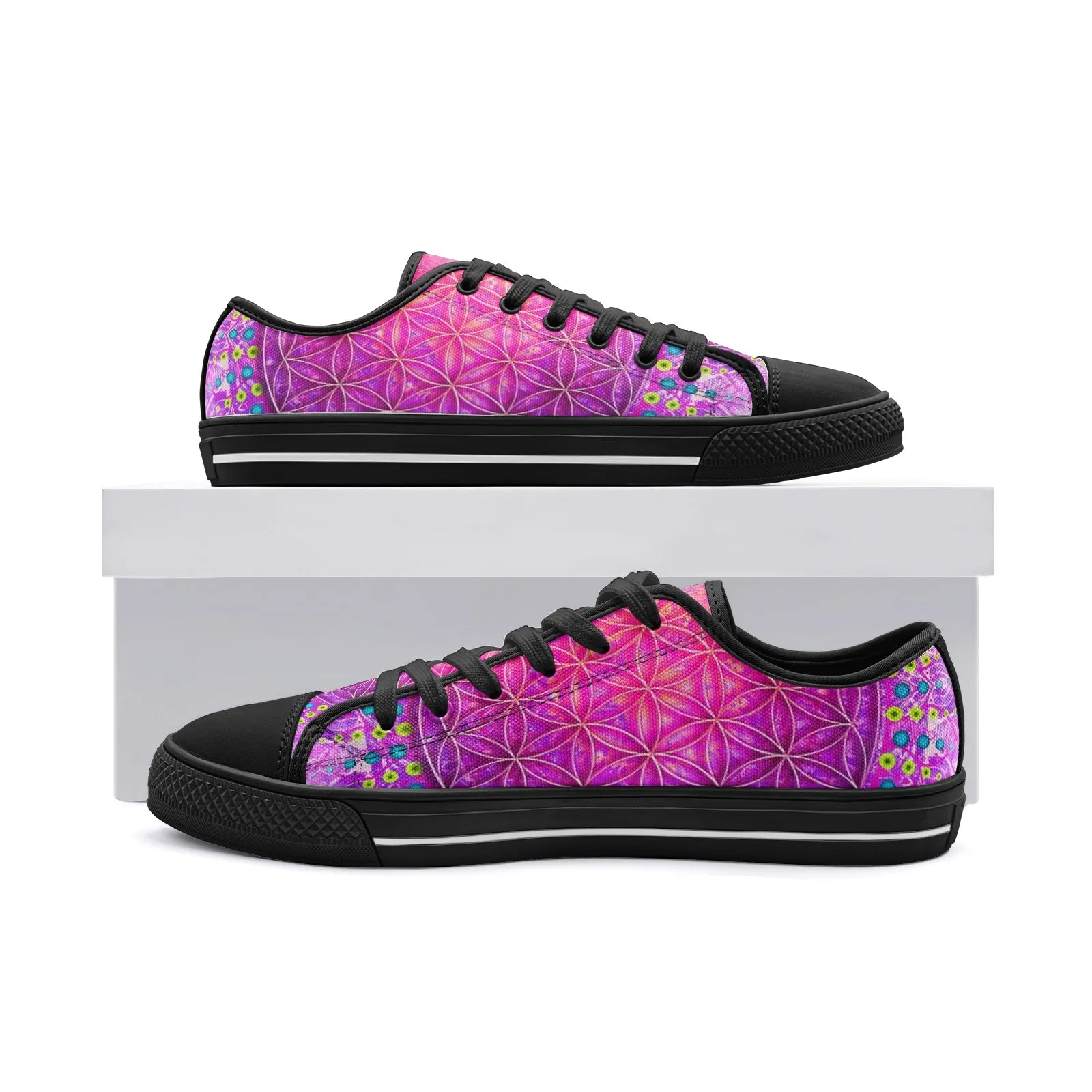 Cameron Gray | Flower Of Life | Unisex Low Top Canvas Shoes