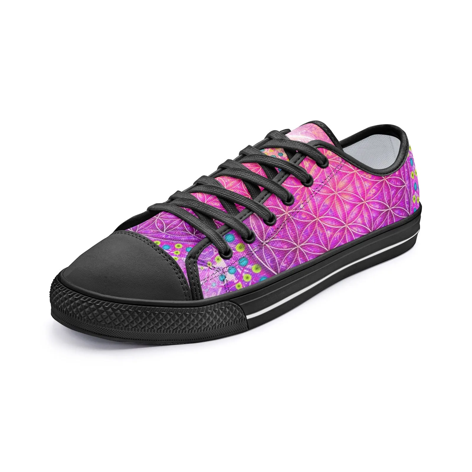 Cameron Gray | Flower Of Life | Unisex Low Top Canvas Shoes