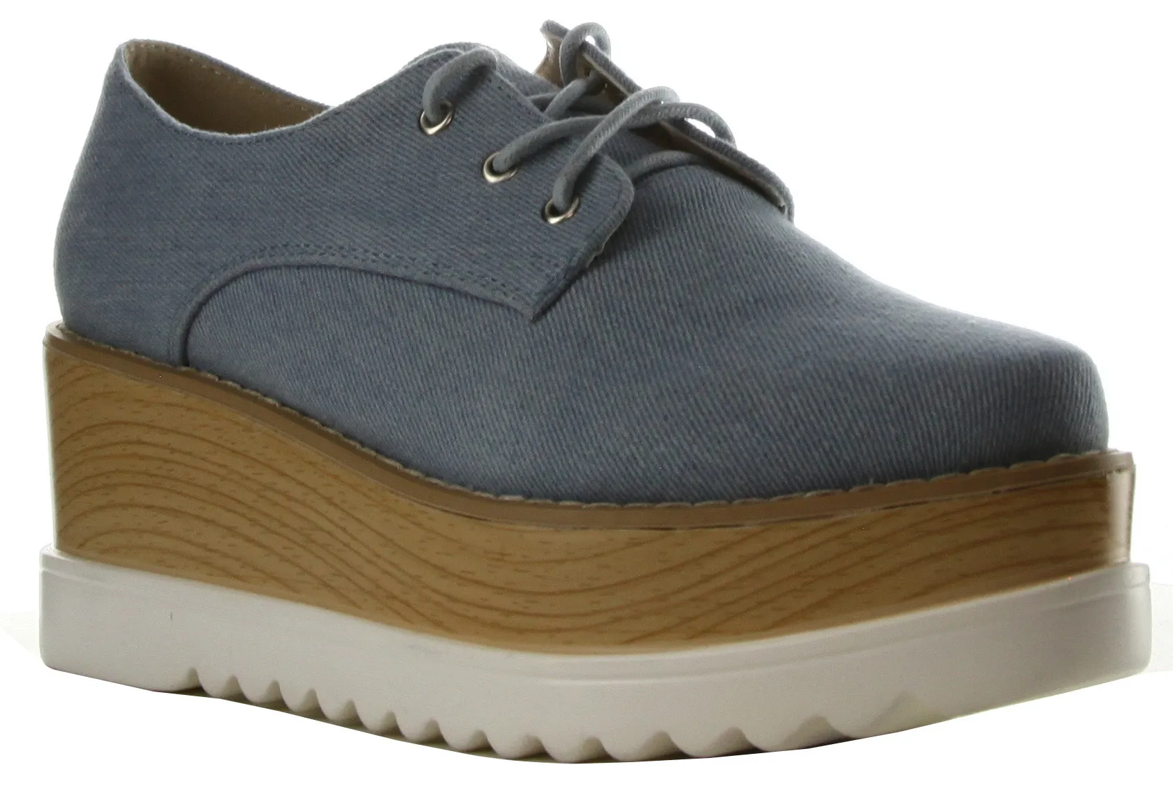 Cape Robbin Women's Closed Toe Lace-Up Wood Oxford Flatform Creeper