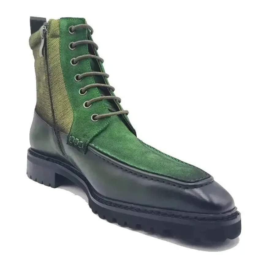 Carrucci Men's Olive Leather & Canvas Lace-up Boots