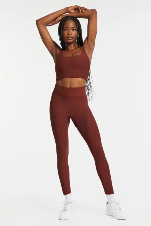 Center Stage Rib Legging in Cherry Mahogany