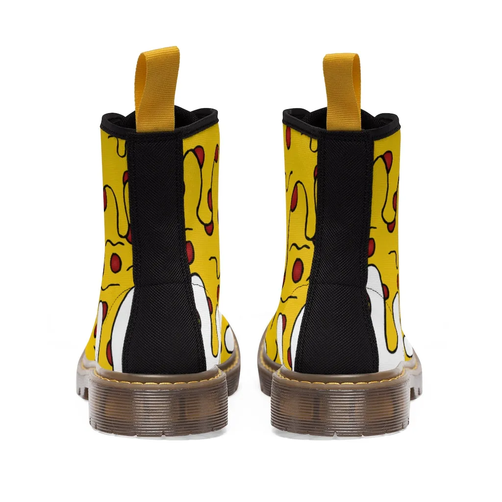 Cheesy Pizza Women's Canvas Boots