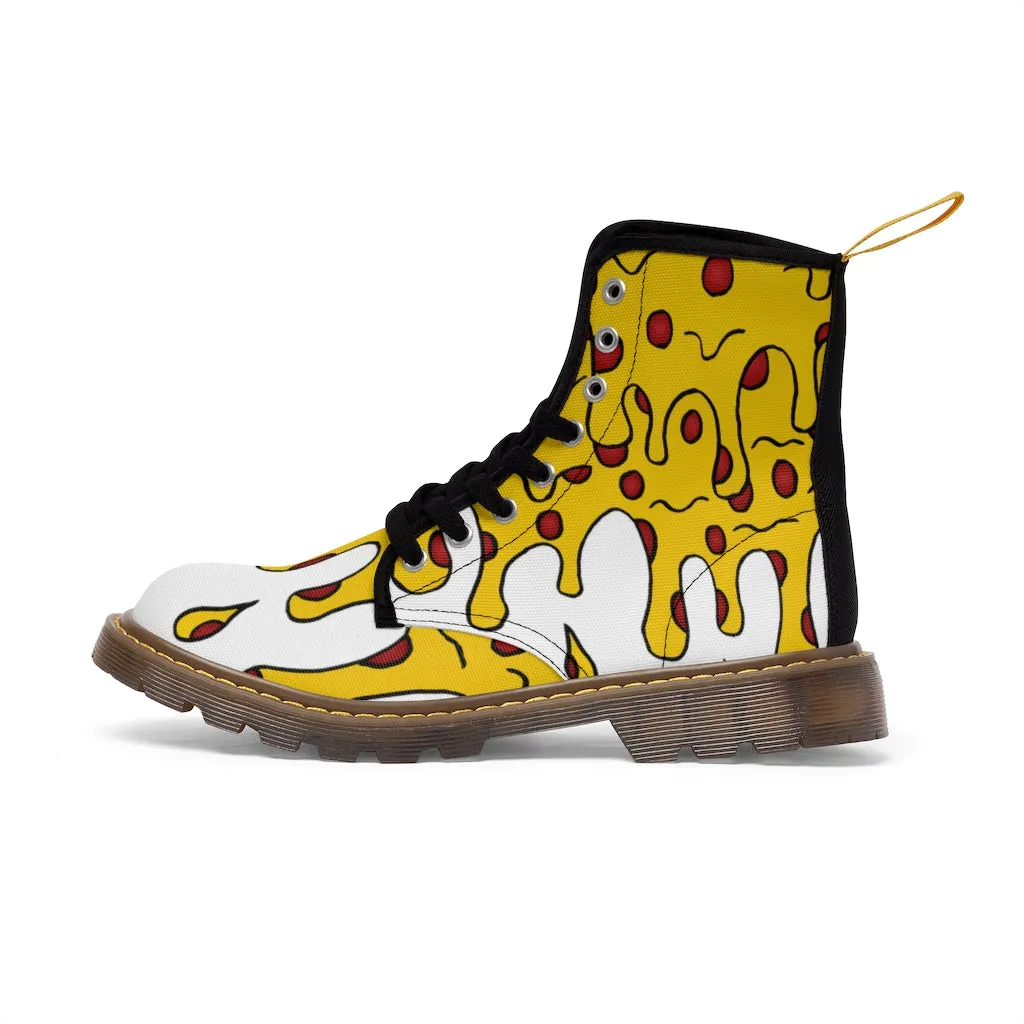 Cheesy Pizza Women's Canvas Boots