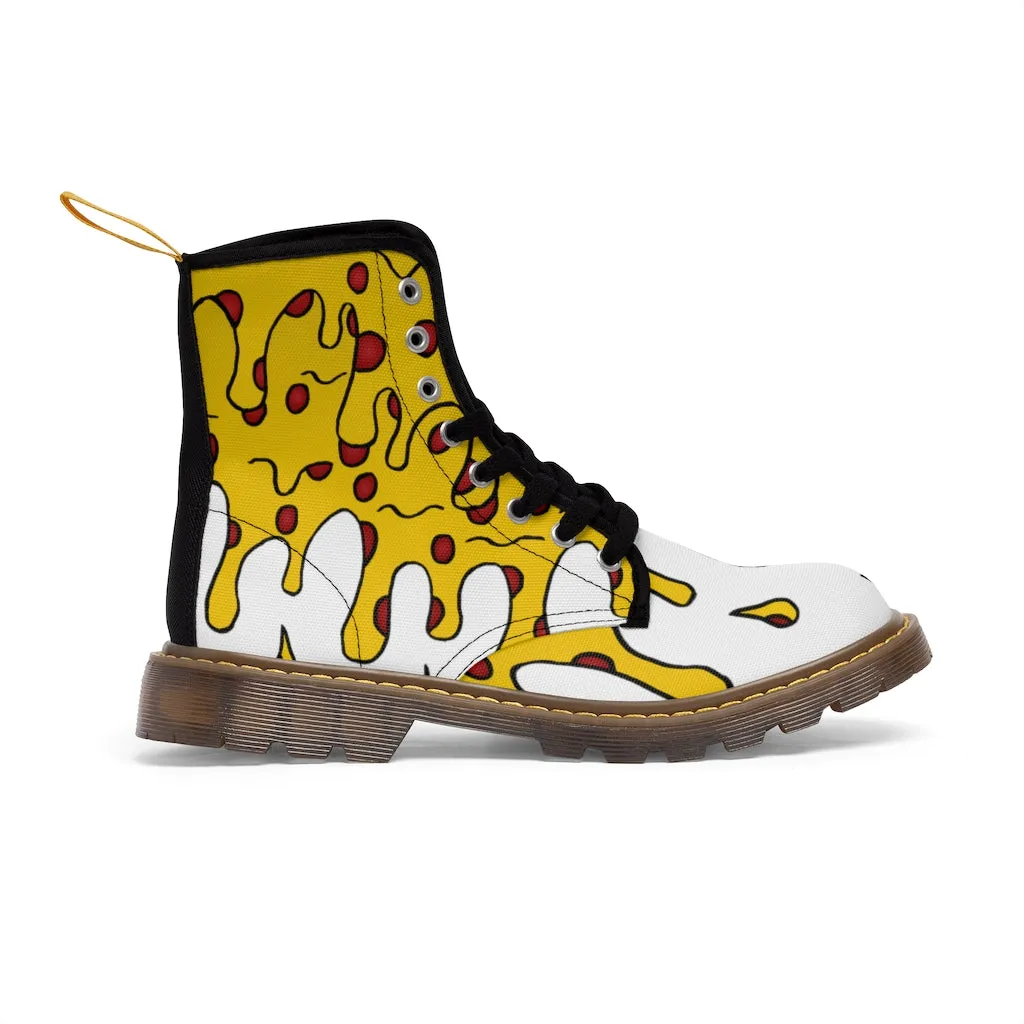 Cheesy Pizza Women's Canvas Boots