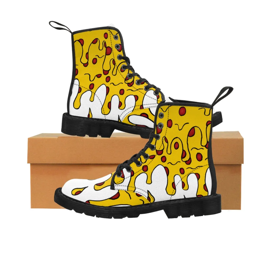 Cheesy Pizza Women's Canvas Boots