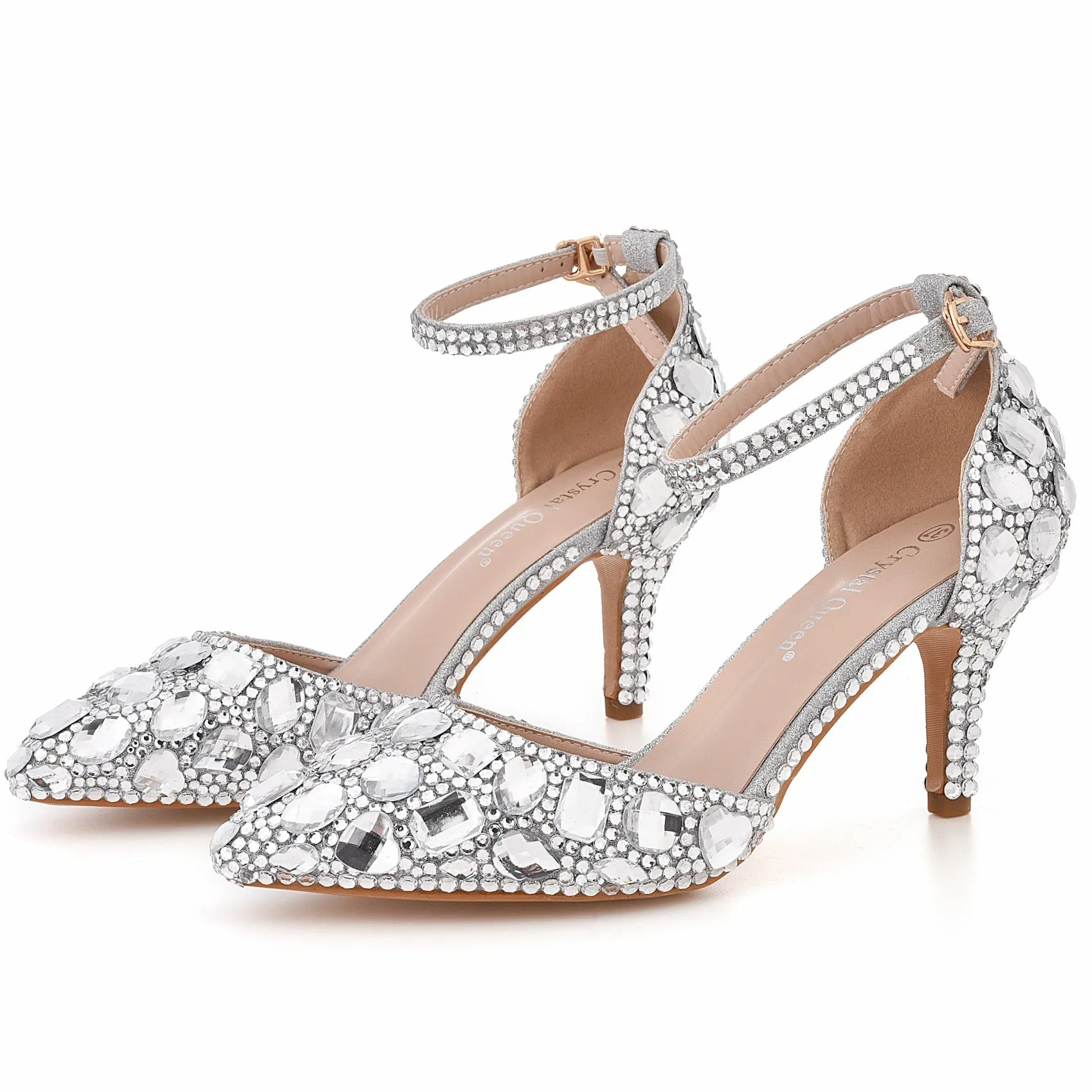 Cinderella Pointed Crystal Diamond High-heeled Sandals