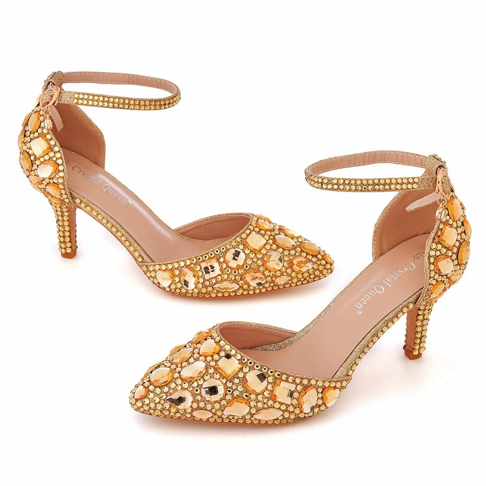 Cinderella Pointed Crystal Diamond High-heeled Sandals