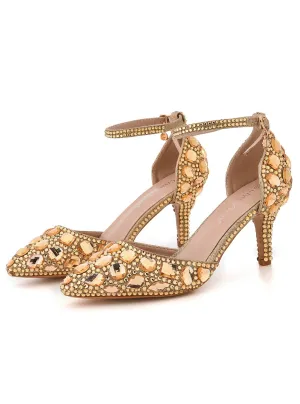 Cinderella Pointed Crystal Diamond High-heeled Sandals